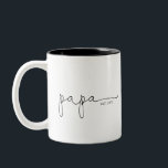 Papa Established | Papa Gift Two-Tone Coffee Mug<br><div class="desc">This mug features the text papa in s beautiful script with "est" and the year! This would make a perfect gift for him for father's day, Christmas, birthday, or the perfect pregnancy announcement for that unexpected surprise that the soon to be pppa can use forever! Change the colour of the...</div>