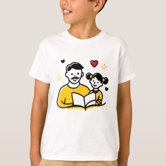 Papa et Fille lisant un cœur T-shirt de la fête de