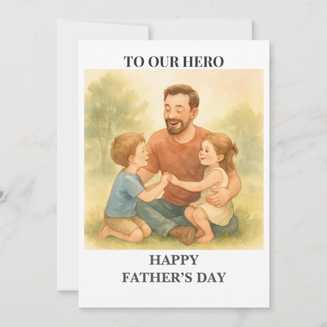 Papa et les enfants - Carte de fête du père (Devant)