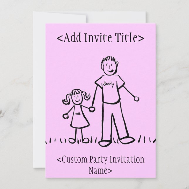 "Papa et moi" Petite Invitation de fille ou Invita (Devant)