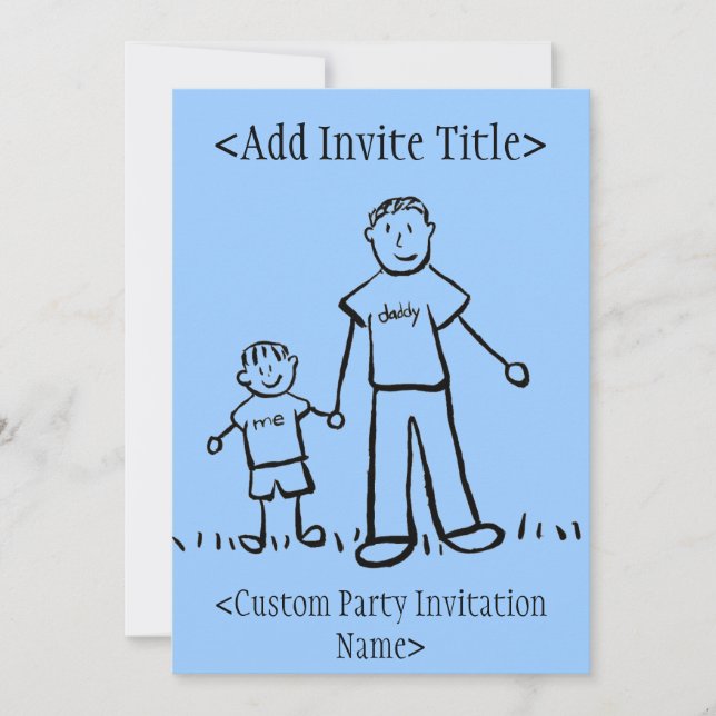 "Papa et moi" Petite Invitation de garçon ou Invit (Devant)