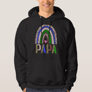Papa Family Rainbow Leopard Graphic Father's Day Hoodie
