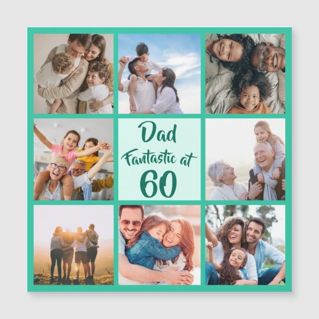 Papa fantastique à 60 ans photo carte magnétique (Devant)
