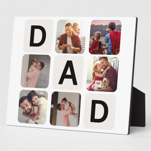 Papa Fête des pères Photo Collage Plaque (Côté)