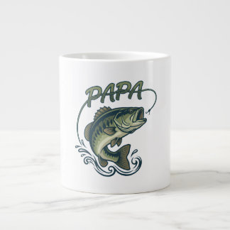 Papa Fisherman Outdoor Hobby Art Large Coffee Mug