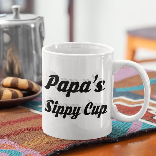 Papa funny coffee quote black half text coffee mug (Creator Uploaded)