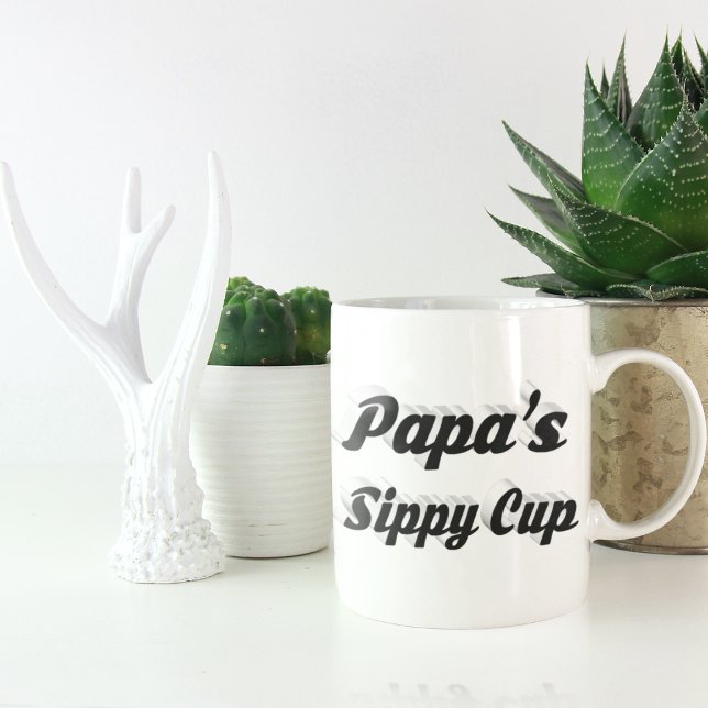 Papa funny coffee quote black half text large coffee mug (Creator Uploaded)