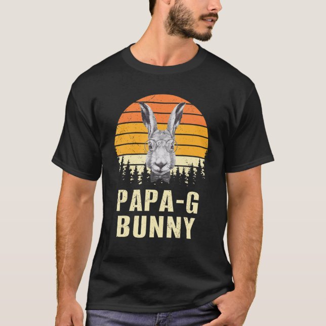 Papa G Bunny Face With Sunglasses Easter Matching  T-Shirt (Front)