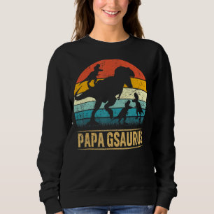Papa G Dinosaur T Rex Papa Gsaurus 3 Kids Father's Sweatshirt