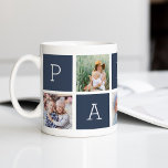 Papa | Grandfather 5 Photo Collage Coffee Mug<br><div class="desc">Create a sweet keepsake for a beloved grandpa this Father's Day or Grandparents Day with this simple design that features five of your favourite square or Instagram photos, arranged in a collage layout with alternating squares in dark slate blue, spelling out "Papa" with a custom message in the last square...</div>