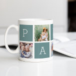 Papa | Grandfather 5 Photo Collage Coffee Mug<br><div class="desc">Create a sweet keepsake for a beloved grandpa this Father's Day or Grandparents Day with this simple design that features five of your favourite square or Instagram photos, arranged in a collage layout with alternating squares in green, spelling out "Papa" with a custom message in the last square (shown with...</div>