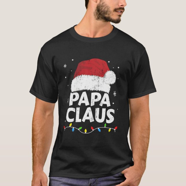 Papa Grandpa Claus Lights Family Pajama T-Shirt (Front)