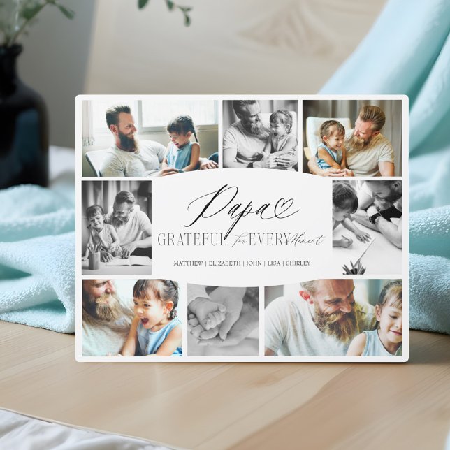 Papa Grateful for Every Moment Photo Collage Plaque (Papa Grateful for Every Moment Photo Collage Plaque)