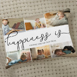 Papa Happiness is 6 Photo Collage Accent Pillow<br><div class="desc">Photo collage with 6 of your favourite photos and your personalized text. "happiness is" is hand lettered in cute, elegant black calligraphy and the template is set up for you to finish the quote. The sample wording reads happiness is having you as our papa which you can customize to suit....</div>