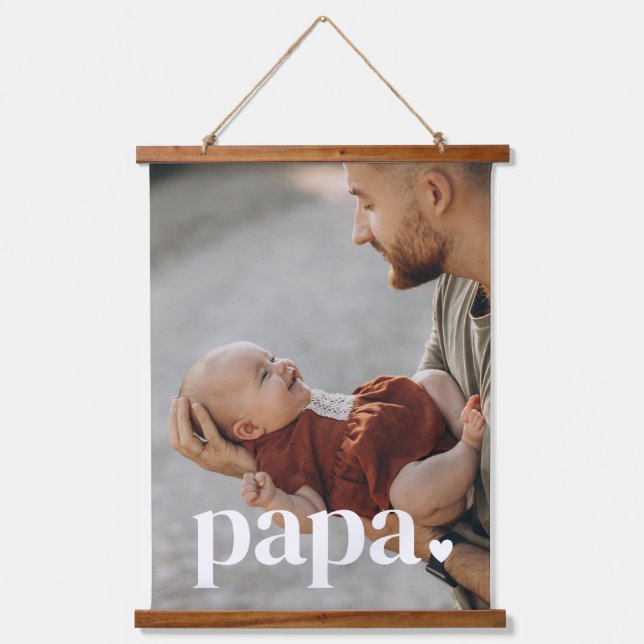 Papa Heart - First Father's Day Photo Hanging Tapestry (Front)