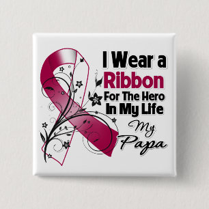 Papa Hero in My Life Head Neck Cancer 2 Inch Square Button