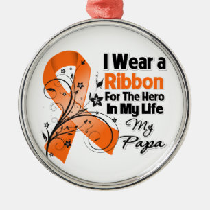 Papa Hero in My Life Leukaemia Metal Ornament