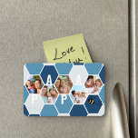 Papa Honeycomb Photo Collage 5 Photo 4  Letter Magnet<br><div class="desc">Honeycomb photo magnet,  personalized with 5 of your favourite photos and printed with a 4 letter name,  such as PAPA. The design features a honeycomb photo collage in shades of blue and white. For alternative colours and different length names,  please browse my store in the Honeycomb Photo Collage collection.</div>