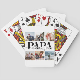 Papa I Love You Custom Photo Collage Playing Cards