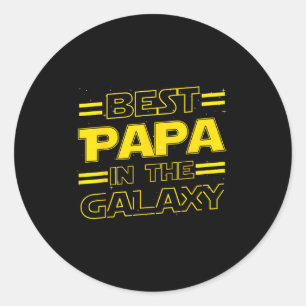 Papa In The Galaxy Funny Fathers Day Gift For Men Classic Round Sticker