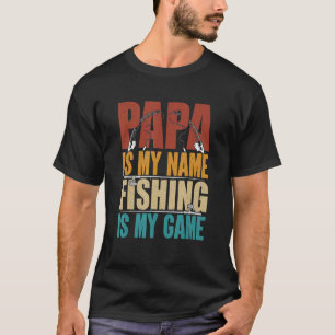 Papa is my name fishing is my game Fishing retro v T-Shirt