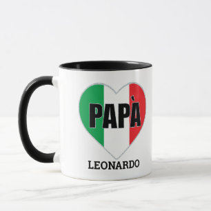 Papa Italian Flag Heart Personalized Father's Day Mug