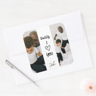 Papa, je t'aime Autocollant photo personnalisé