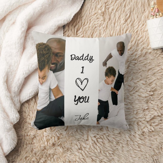 Papa, je t'aime | Coussin photo personnalisé (Couverture)