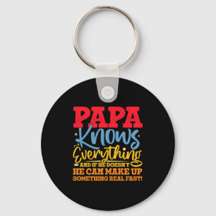 Papa Know Everything Fathers Day Cool Father Funny Keychain