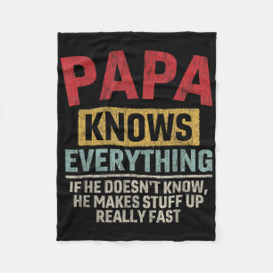 Papa Knows Everything Funny Father&#; s Day Papa Fleece Blanket