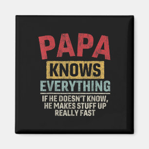 Papa Knows Everything Funny Father&# s Day Papa  Magnet