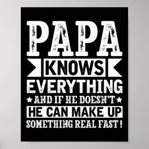 Papa Knows Everything Funny Fathers Day Son Daught Poster