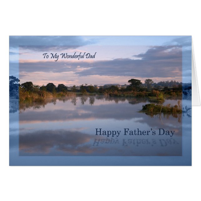 Papa, Lac à l'aube carte de Fête des pères (Devant horizontal)