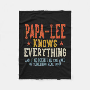 Papa-lee knows everything father's day retro fleece blanket