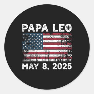 Papa Leo Us God Bless Pope Leo American Pope  Classic Round Sticker