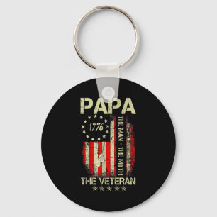 Papa man myth the veteran - fathers day flagPapa m Keychain
