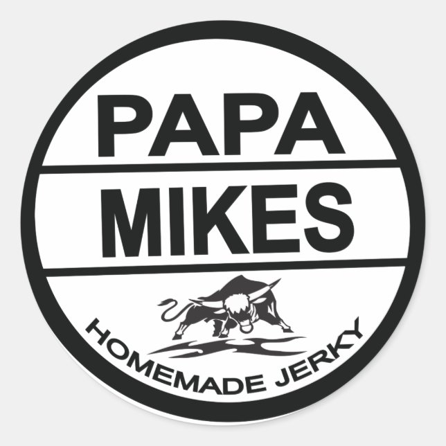 Papa Mike's Homemade Beef Jerky Classic Round Sticker (Front)