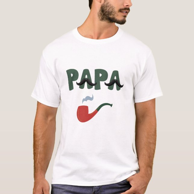 Papa moustache father day white T-Shirt (Front)