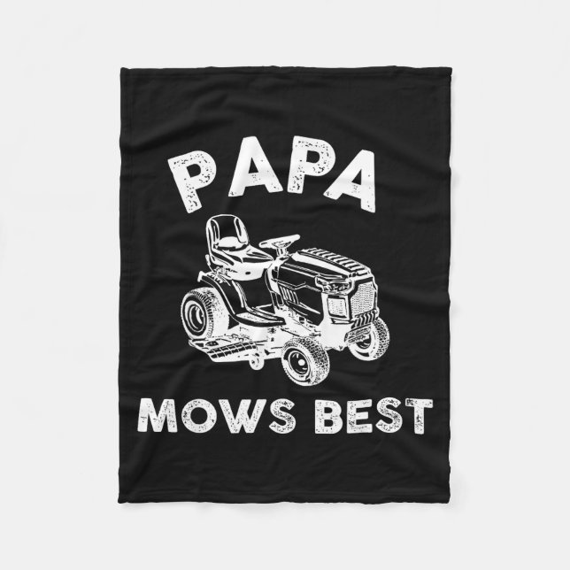 Papa Mows Funny Lawn Mower Father's Day Grandpa  Fleece Blanket