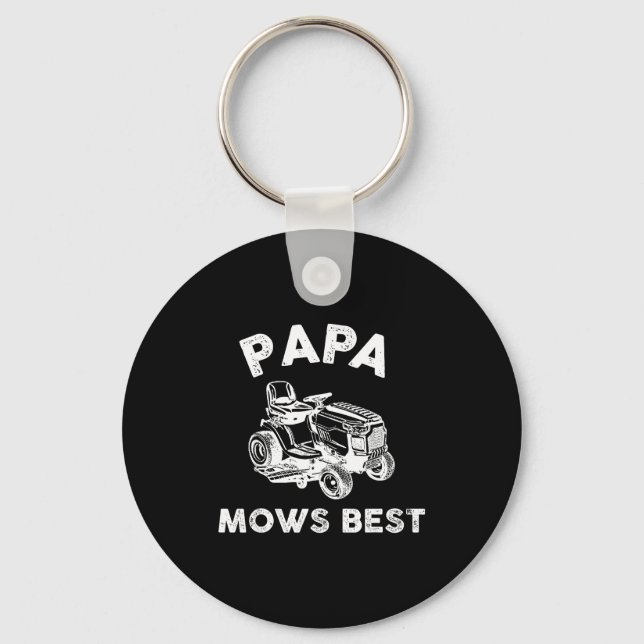 Papa Mows Funny Lawn Mower Father's Day Grandpa  Keychain (Front)