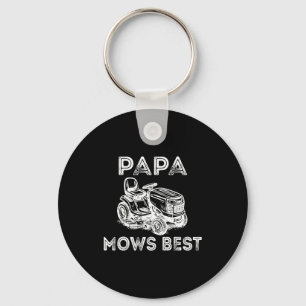 Papa Mows Funny Lawn Mower Father's Day Grandpa Keychain