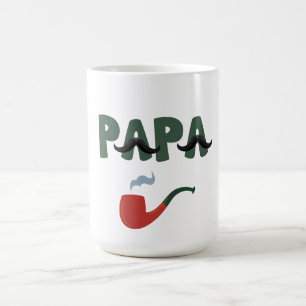 Papa mustache father day white coffee mug