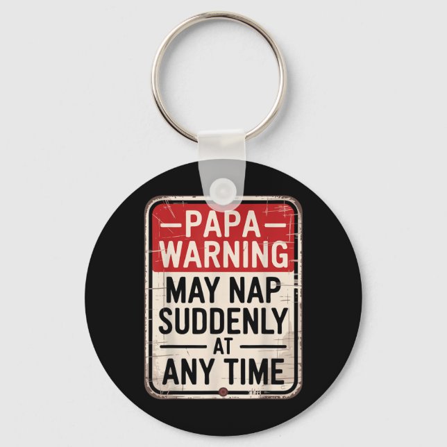 Papa Naps Funny Father Humour Keychain (Front)