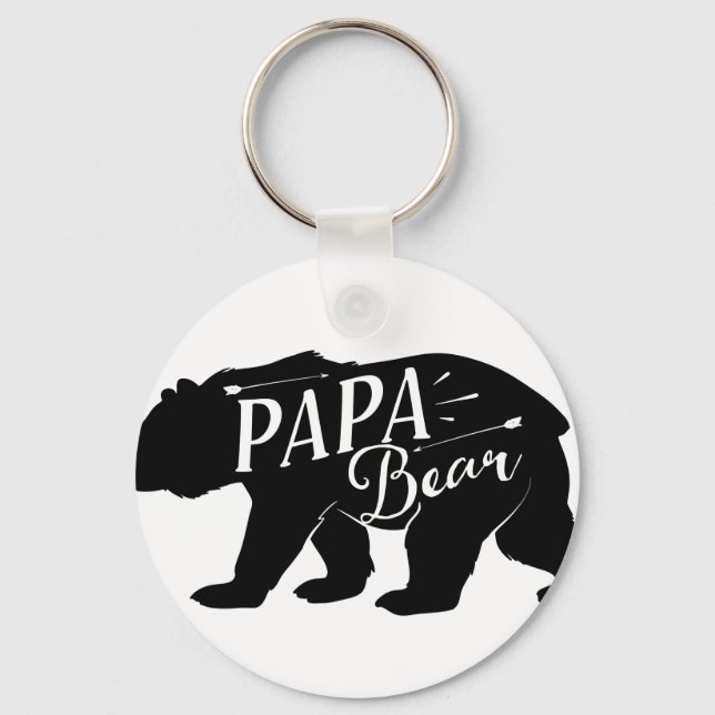 Papa Novelty Bear Funny Retro Keychain (Front)