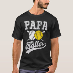 Papa Of Ballers Softball Baseball Father's Day De T-Shirt