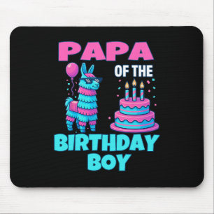 Papa Of Birthday Boy Llama Pinata Party Family Mat Mouse Pad