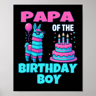 Papa Of Birthday Boy Llama Pinata Party Family Mat Poster