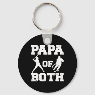 Papa Of Both Funny Bysebyll Hockey Papa Keychain