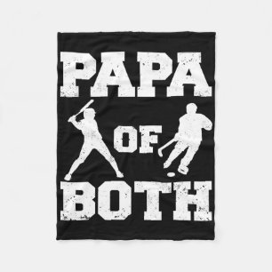 Papa Of Both Funny Sell Hockey Papa Fleece Blanket