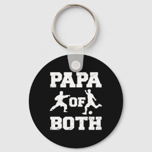 Papa Of Both Funny Soccer And Karate Papa Keychain